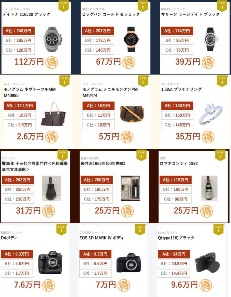 ヒカカク買取実績